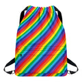 Rainbow Diagonal Striped Pattern Print Drawstring Backpack