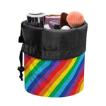 Rainbow Diagonal Striped Pattern Print Drawstring Makeup Bag