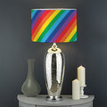 Rainbow Diagonal Striped Pattern Print Drum Lamp Shade