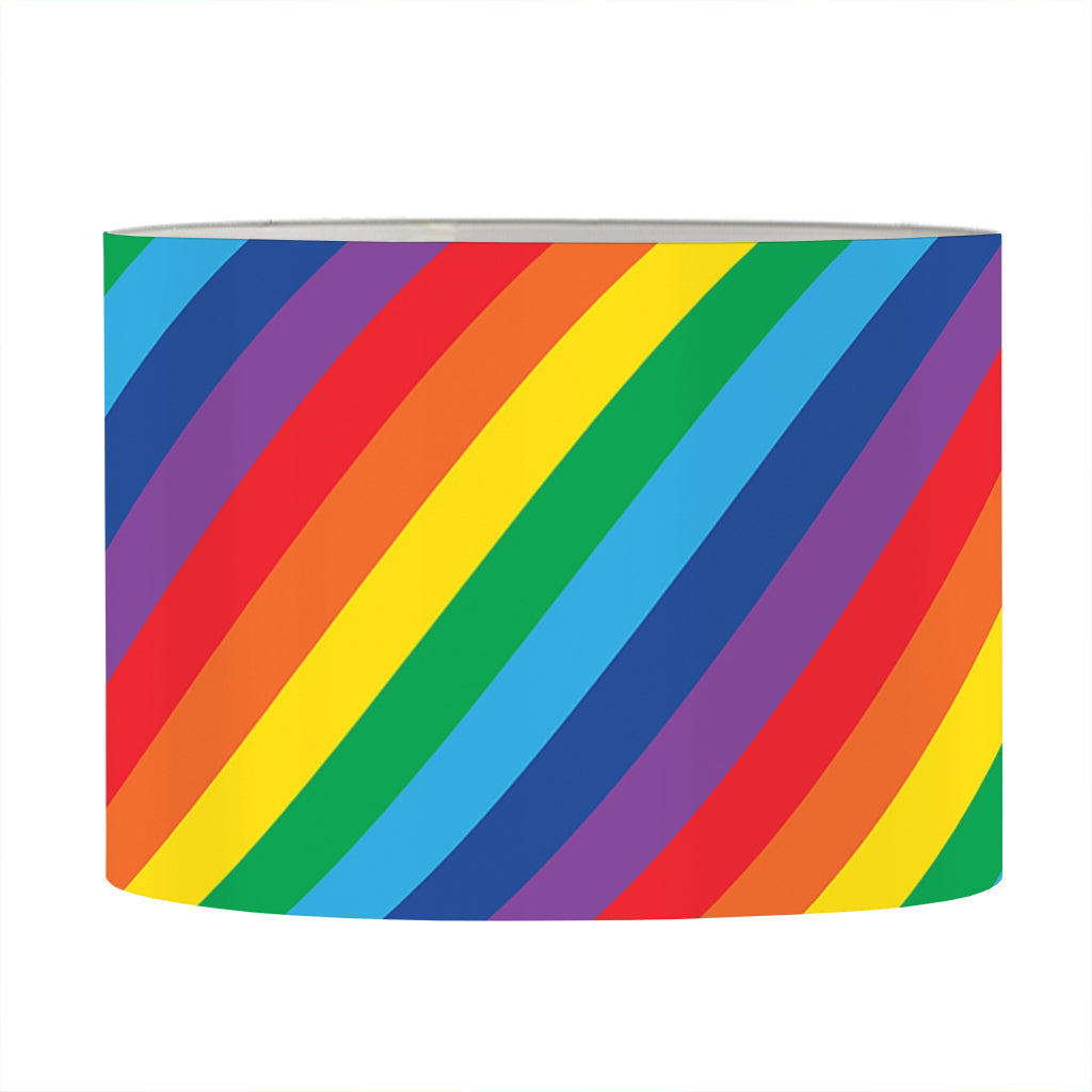 Rainbow Diagonal Striped Pattern Print Drum Lamp Shade
