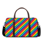 Rainbow Diagonal Striped Pattern Print Duffle Bag