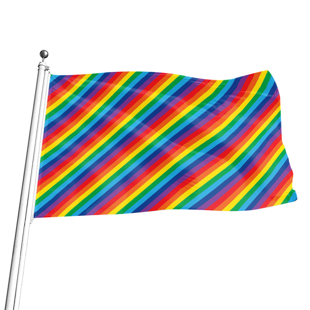 Rainbow Diagonal Striped Pattern Print Flag