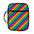 Rainbow Diagonal Striped Pattern Print Front Pocket Bible Bag