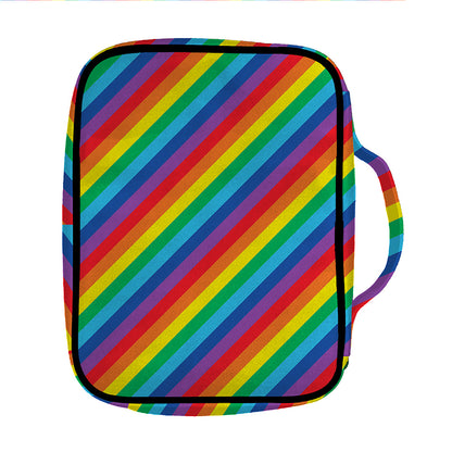 Rainbow Diagonal Striped Pattern Print Front Pocket Bible Bag