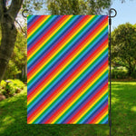 Rainbow Diagonal Striped Pattern Print Garden Flag