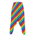 Rainbow Diagonal Striped Pattern Print Hammer Pants