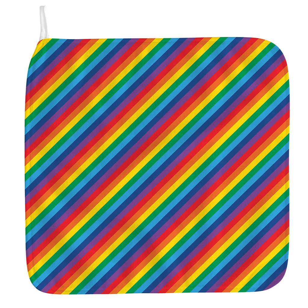 Rainbow Diagonal Striped Pattern Print Hand Towel