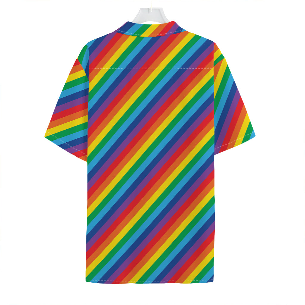 Rainbow Diagonal Striped Pattern Print Hawaiian Shirt