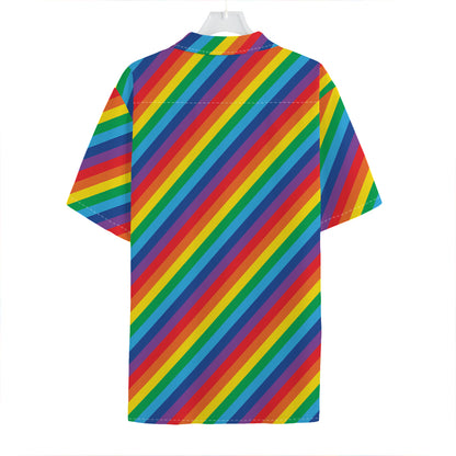 Rainbow Diagonal Striped Pattern Print Hawaiian Shirt