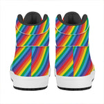 Rainbow Diagonal Striped Pattern Print High Top Leather Sneakers