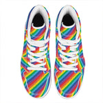 Rainbow Diagonal Striped Pattern Print High Top Leather Sneakers