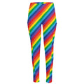 Rainbow Diagonal Striped Pattern Print High-Waisted Pocket Leggings