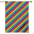 Rainbow Diagonal Striped Pattern Print House Flag