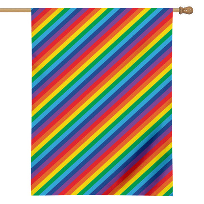 Rainbow Diagonal Striped Pattern Print House Flag