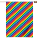 Rainbow Diagonal Striped Pattern Print House Flag