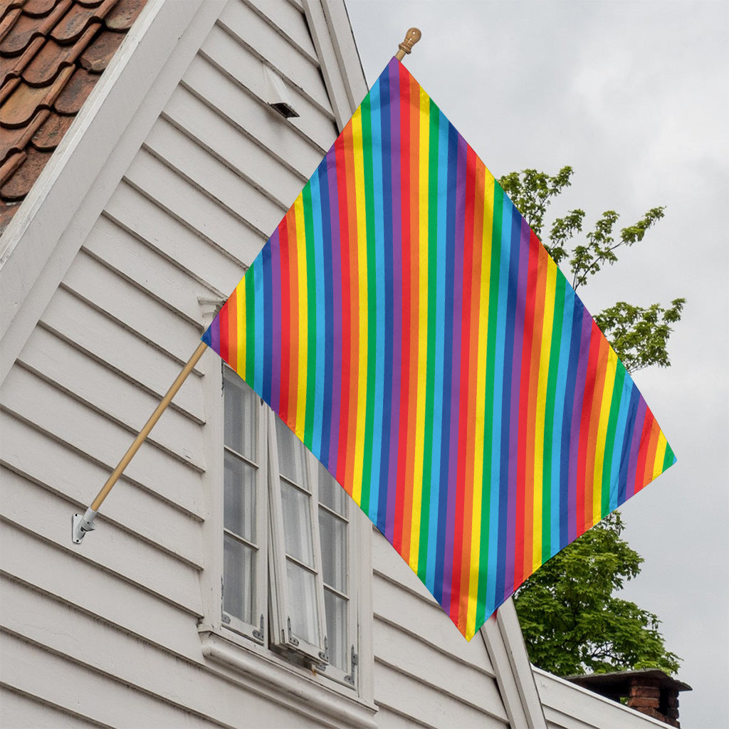 Rainbow Diagonal Striped Pattern Print House Flag