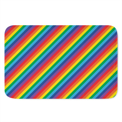 Rainbow Diagonal Striped Pattern Print Indoor Door Mat