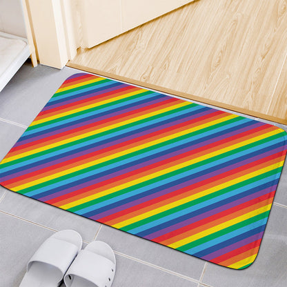 Rainbow Diagonal Striped Pattern Print Indoor Door Mat