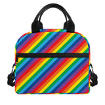 Rainbow Diagonal Striped Pattern Print Insulated Lunch Bag