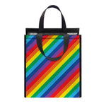 Rainbow Diagonal Striped Pattern Print Insulated Lunch Tote