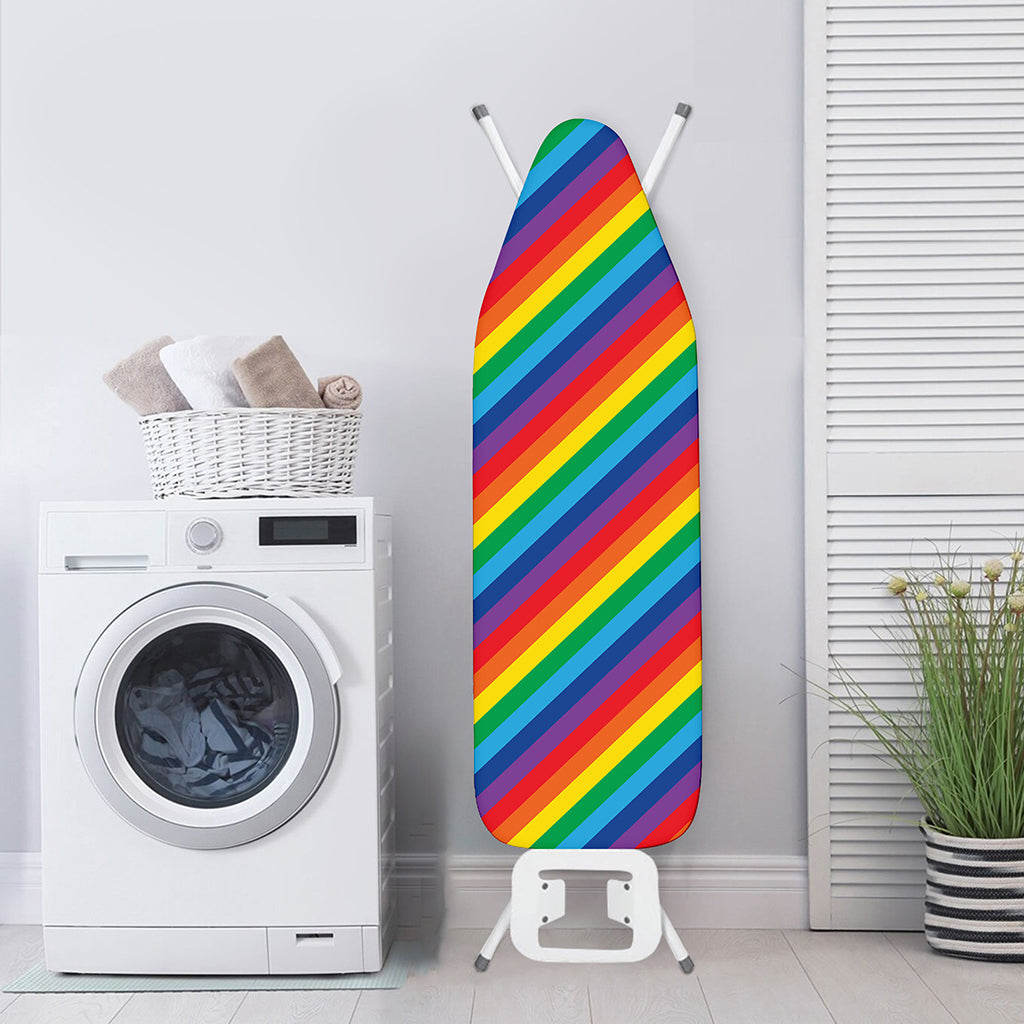 Rainbow Diagonal Striped Pattern Print Ironing Board Cover