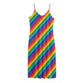 Rainbow Diagonal Striped Pattern Print Jersey Midi Cami Dress
