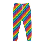 Rainbow Diagonal Striped Pattern Print Jogger Pants
