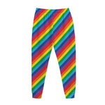 Rainbow Diagonal Striped Pattern Print Jogger Pants