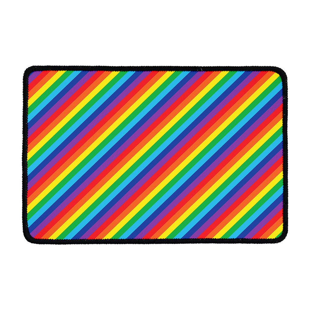 Rainbow Diagonal Striped Pattern Print Kitchen Mat