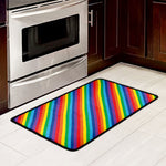 Rainbow Diagonal Striped Pattern Print Kitchen Mat