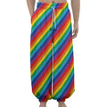 Rainbow Diagonal Striped Pattern Print Lantern Pants