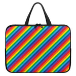 Rainbow Diagonal Striped Pattern Print Laptop Sleeve With Handle