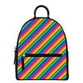Rainbow Diagonal Striped Pattern Print Leather Backpack