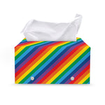 Rainbow Diagonal Striped Pattern Print Leather Tissue Box Cover