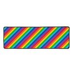 Rainbow Diagonal Striped Pattern Print Long Kitchen Mat