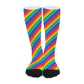 Rainbow Diagonal Striped Pattern Print Long Socks