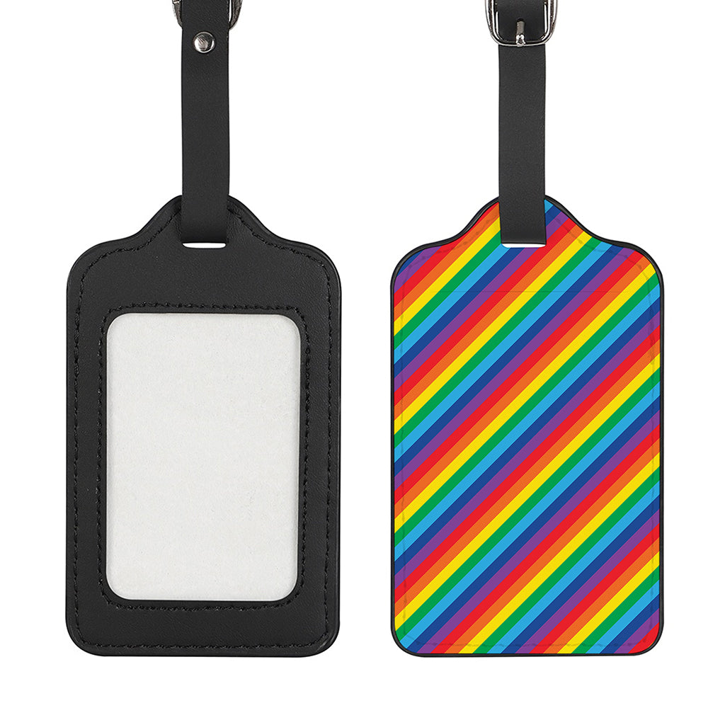 Rainbow Diagonal Striped Pattern Print Luggage Tag