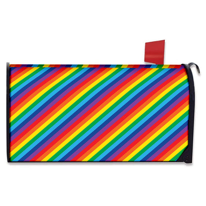 Rainbow Diagonal Striped Pattern Print Mailbox Cover