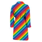 Rainbow Diagonal Striped Pattern Print Men's Bathrobe