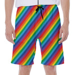 Rainbow Diagonal Striped Pattern Print Men's Beach Shorts