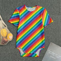 Rainbow Diagonal Striped Pattern Print Men's Bodysuit