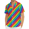 Rainbow Diagonal Striped Pattern Print Men's Deep V-Neck Shirt