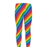 Rainbow Diagonal Striped Pattern Print Men's leggings