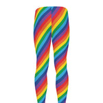 Rainbow Diagonal Striped Pattern Print Men's leggings