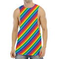 Rainbow Diagonal Striped Pattern Print Men's Muscle Tank Top
