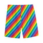 Rainbow Diagonal Striped Pattern Print Men's Sports Shorts
