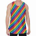 Rainbow Diagonal Striped Pattern Print Men's Velvet Tank Top