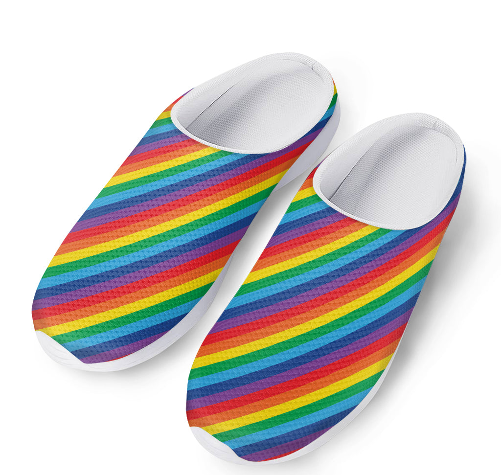 Rainbow Diagonal Striped Pattern Print Mesh Casual Shoes
