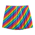 Rainbow Diagonal Striped Pattern Print Mesh Shorts