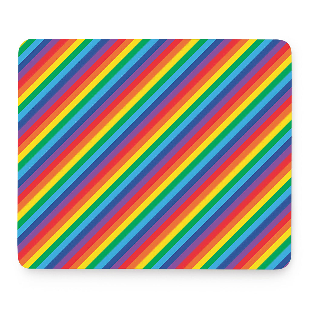 Rainbow Diagonal Striped Pattern Print Mouse Pad